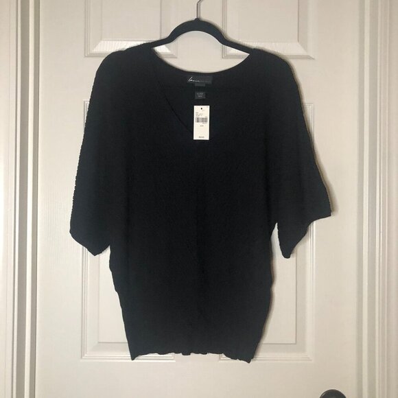 Lane Bryant BNWT black dolman style v neck short sleeve sweater size 14/16 - Picture 1 of 5